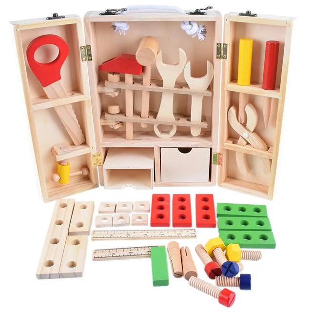 Kids Wooden Tool Box Set