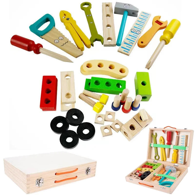 Kids Wooden Tool Box Set