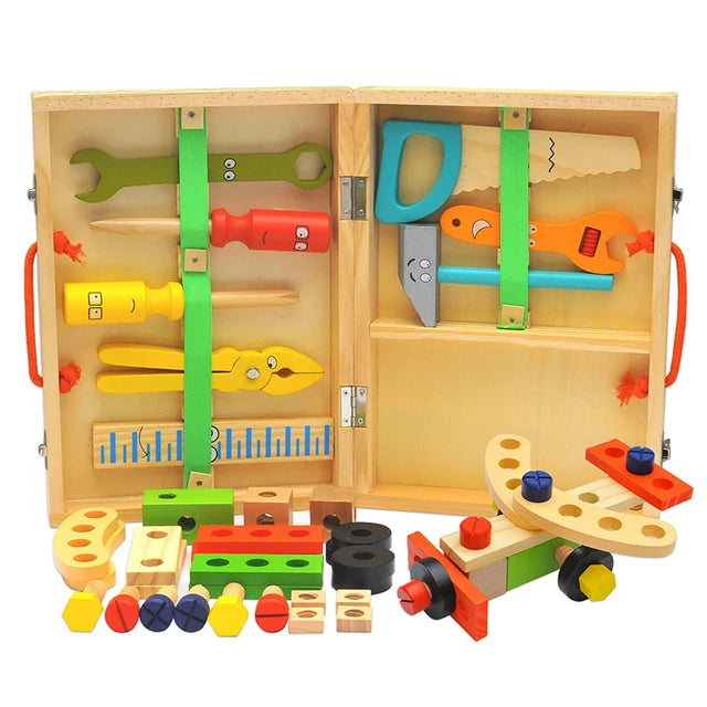 Kids Wooden Tool Box Set